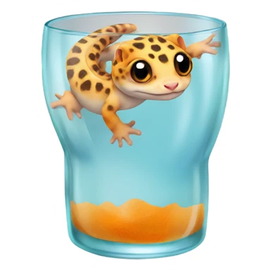 orange leopard gecko in a glass cup sticker