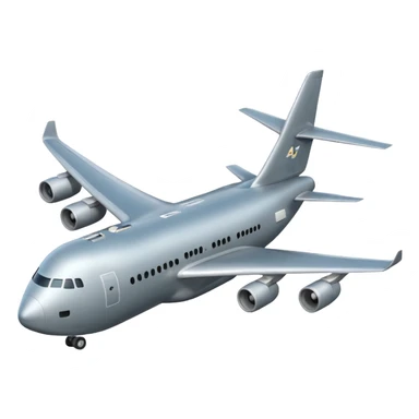 A 3D cartoon cargo aircraft with large body and rear loading door, mid-flight with faint clouds, Memoji-style realism. sticker