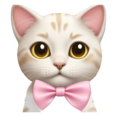 Cat with baby pink ribbon with cute eyes sticker