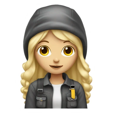 Blonde girl with camera sticker