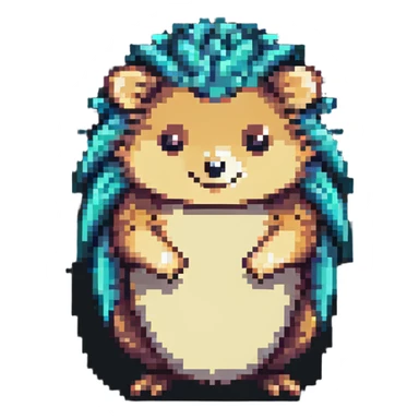hedgehog, pixel art style sticker