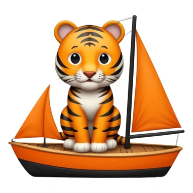 cute tiger on sailboat  sticker