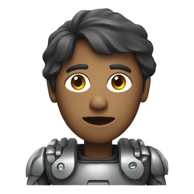 man against robot sticker