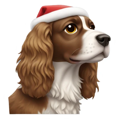 Spaniel with earmuffs and Santa coat sticker