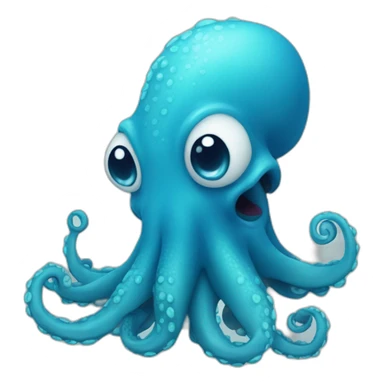 cute blue kraken with adorable face  loving sticker