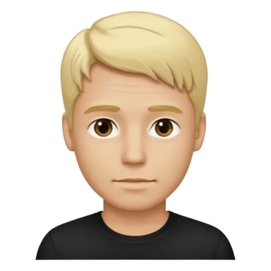 Create a man standing still, doing nothing, with blond hair and a black shirt, in iOS 18 style.” sticker