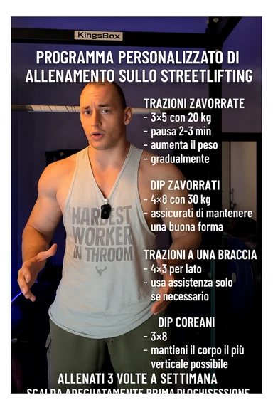 Uomo che crea un programma personalizzato per un suo cliente, sullo streetlifting, tutto in italiano sticker