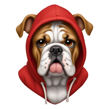 English bulldog in red hoodie sticker