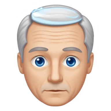 Middle aged man with receding grey hair and no beard, blue eyes sticker