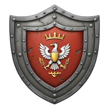 a steel shield with engraved roman letter for new—looks battle worn sticker