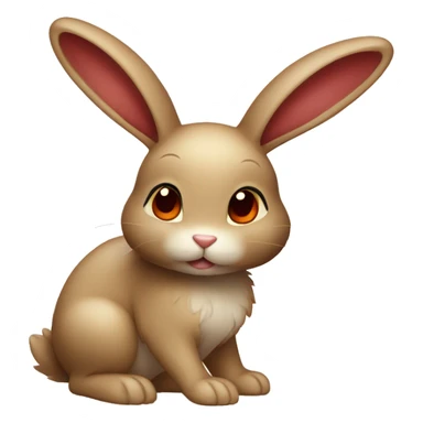 Cute Shiny Brown-Beige Normal-type-Ground-type Bunny-Fakémon with Dark-Red eyes, full body sticker