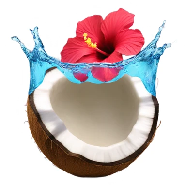 Coconut and hibiscus water splash sticker