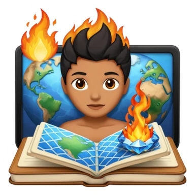 Combine these to make 1. 📓🌎💎🫥🔥⚖️ sticker