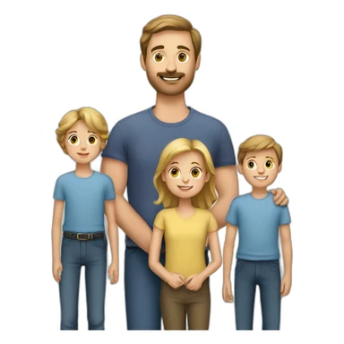European Family 1 Man 1 Woman 3 Boys sticker