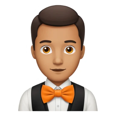 a bold man with orange bowtie sticker