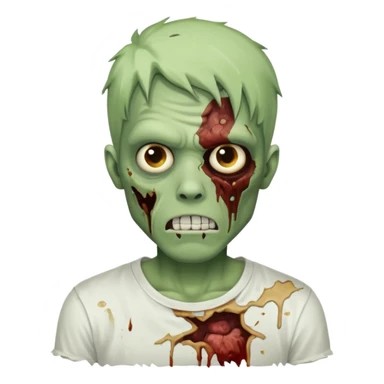 Zombie guy ios emoji wearing a white t shirt sticker