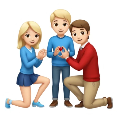 🧎‍♂️‍➡️💍💃 a boy parposing a girl and the boy on his knee and give him ring girl stand after him and shing sticker