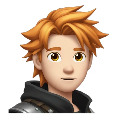 Cloud strife ginger hair. freckles on cheeks. Face mask black sticker