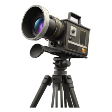 Create a vintage-style movie camera with digital enhancements, on a film set." sticker
