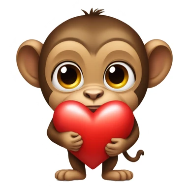 monkey carries big heart sticker