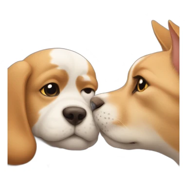 cat kissing dog sticker