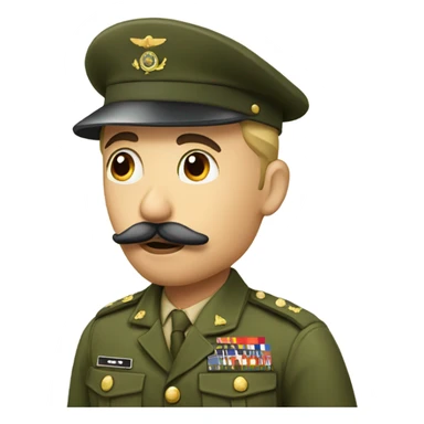 Man in army uniform and mustache shushing  sticker