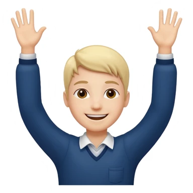 happy school student raising arms sticker