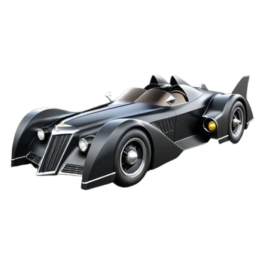  aerodynamic opulent dark futuristic concept Batmobile loosely based on 1976 V16 Cadillac roadster racing(flat long straight faceted mechanical body) winged stealthy street hot rod  sticker