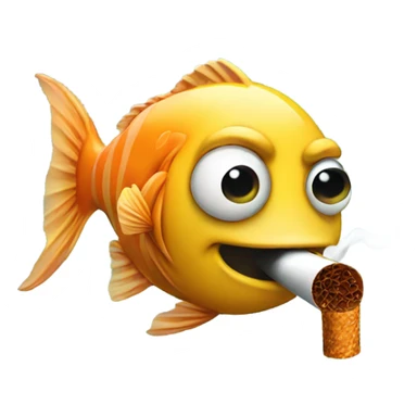 Fish smoking cigarette sticker