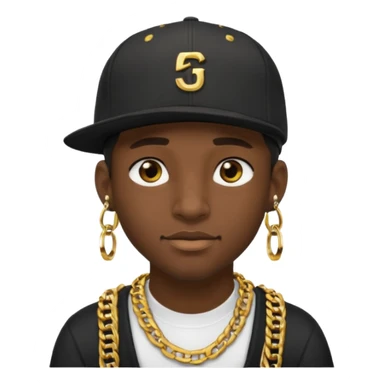 black guy with golden chains eartunnels and a snapback cap sticker