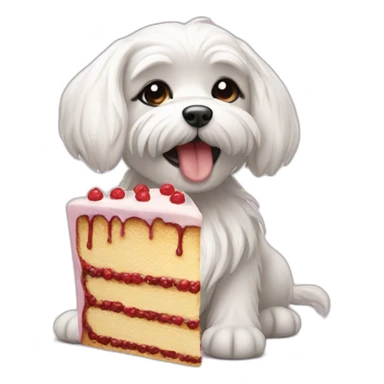 maltese eating a cake sticker