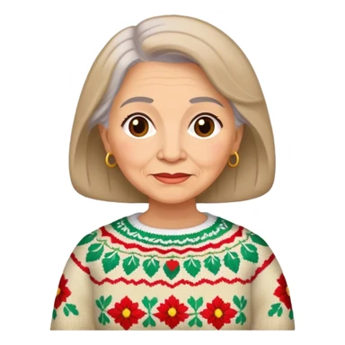 Grandmother, light brunette, with Mexican sweater  sticker