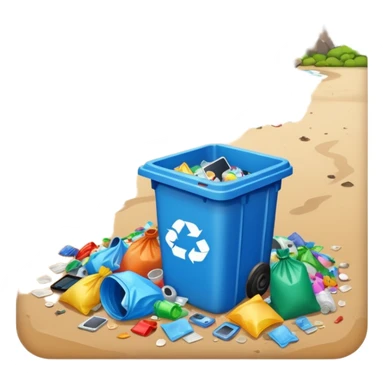 beach with plastic trash sticker