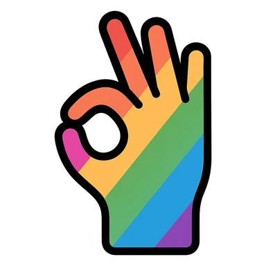 zesty hand gesture outlined icon with rainbow fill sticker