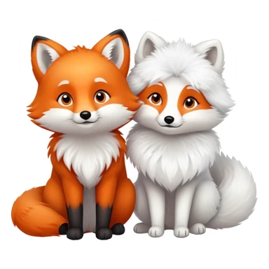 And couple, orange fox cuddling and arctic fox sticker