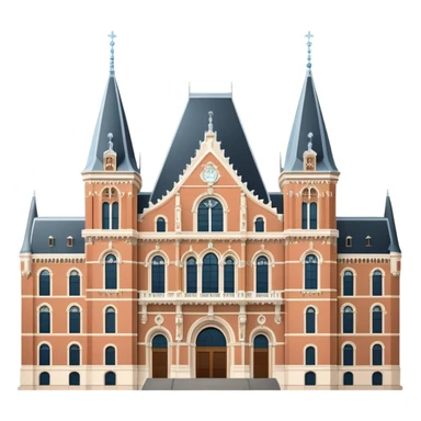 Cinematic Realistic Rijksmuseum Landmark Emoji, depicted with the grand facade of the museum rendered in intricate detail and soft, historical lighting. sticker