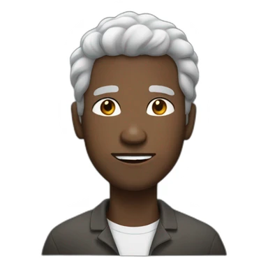 black man with grey and white hair and a goatie sticker