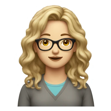 caucasian girl with wavy shoulder length hair and glasses sticker