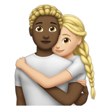 A black person with braids cuddling a Blonde white girl sticker