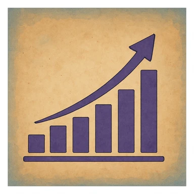 growth graph in purple, ghibli style sticker