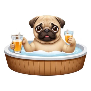 Pug drinking in hot tub at cottage  sticker