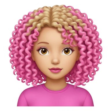 A beautiful girl with light skin, curly hair, and a pink vibe. sticker