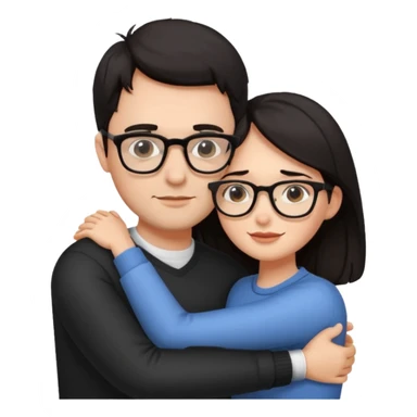 dark haired man with glasses hugging dark long haired woman with glasses sticker