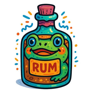 A bottle of rum in bufo style sticker