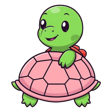 cute turtle plushie with light pink skin and red shell sticker