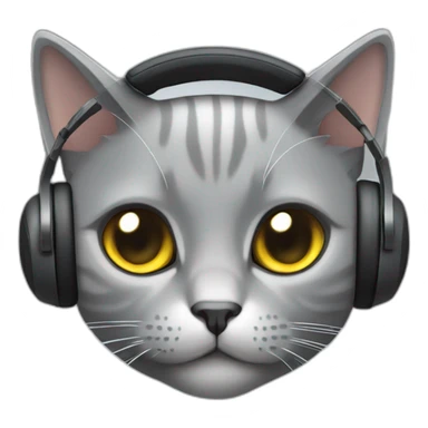All Grey British short hair cat wearing gaming headset sticker