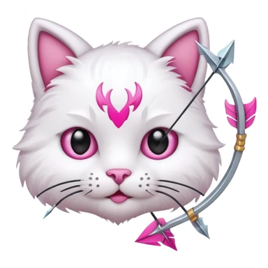 Emoji cat head white emoji with pink bow and arrow sticker