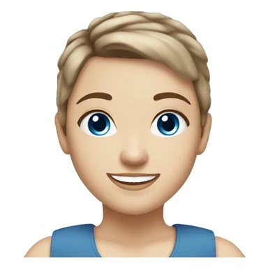 White girl brown short hair blue eyes smiling sticker