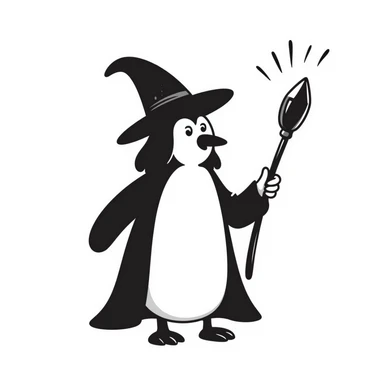 A penguin wizard sticker