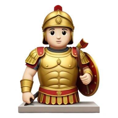 Cinematic Realistic Roman Soldier Statue at Botero Square Landmark Emoji, depicted as a striking, larger-than-life sculpture rendered with rich detail and dynamic, urban lighting. sticker